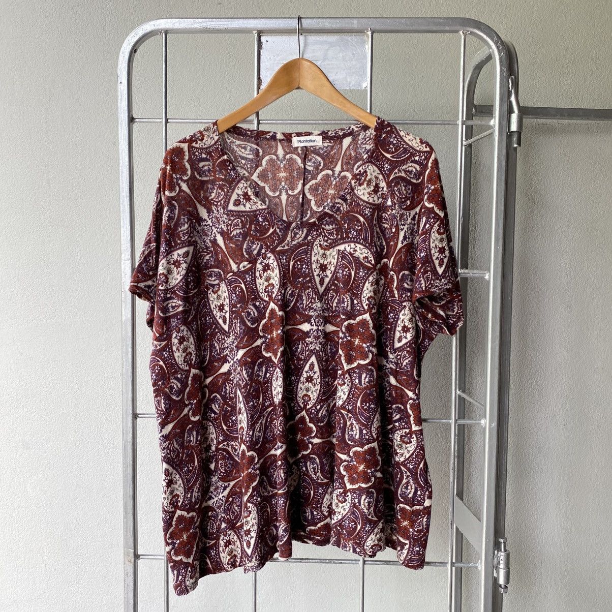 Issey Miyake Plantation Burgundy Paisley Floral Blouse Size M / US 6-8 / IT 42-44 - 1 Thumbnail