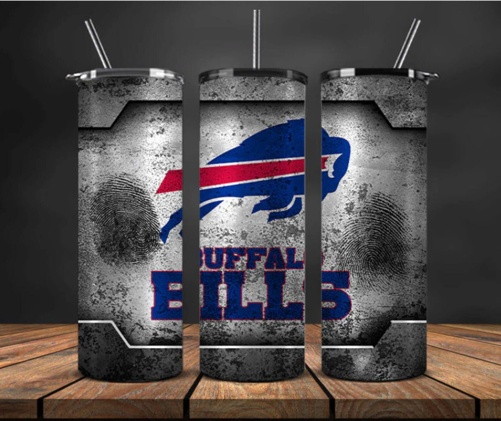 The Unbranded Brand 20 oz Buffalo Bills Stainless Steel Tumbler Fingerprint Size ONE SIZE - 1 Thumbnail