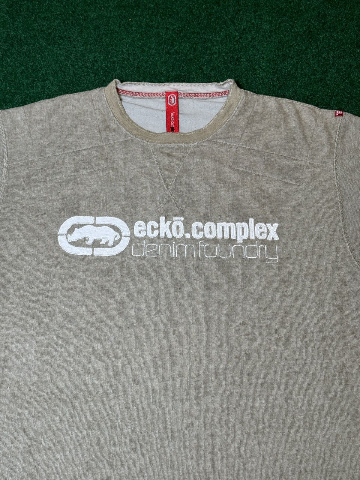 Ecko Unltd. × Vintage Y2L Ecko UNLTD Denim Baggy Hip Hop Biege Sand T Shirt Size US L / EU 52-54 / 3 - 2 Thumbnail