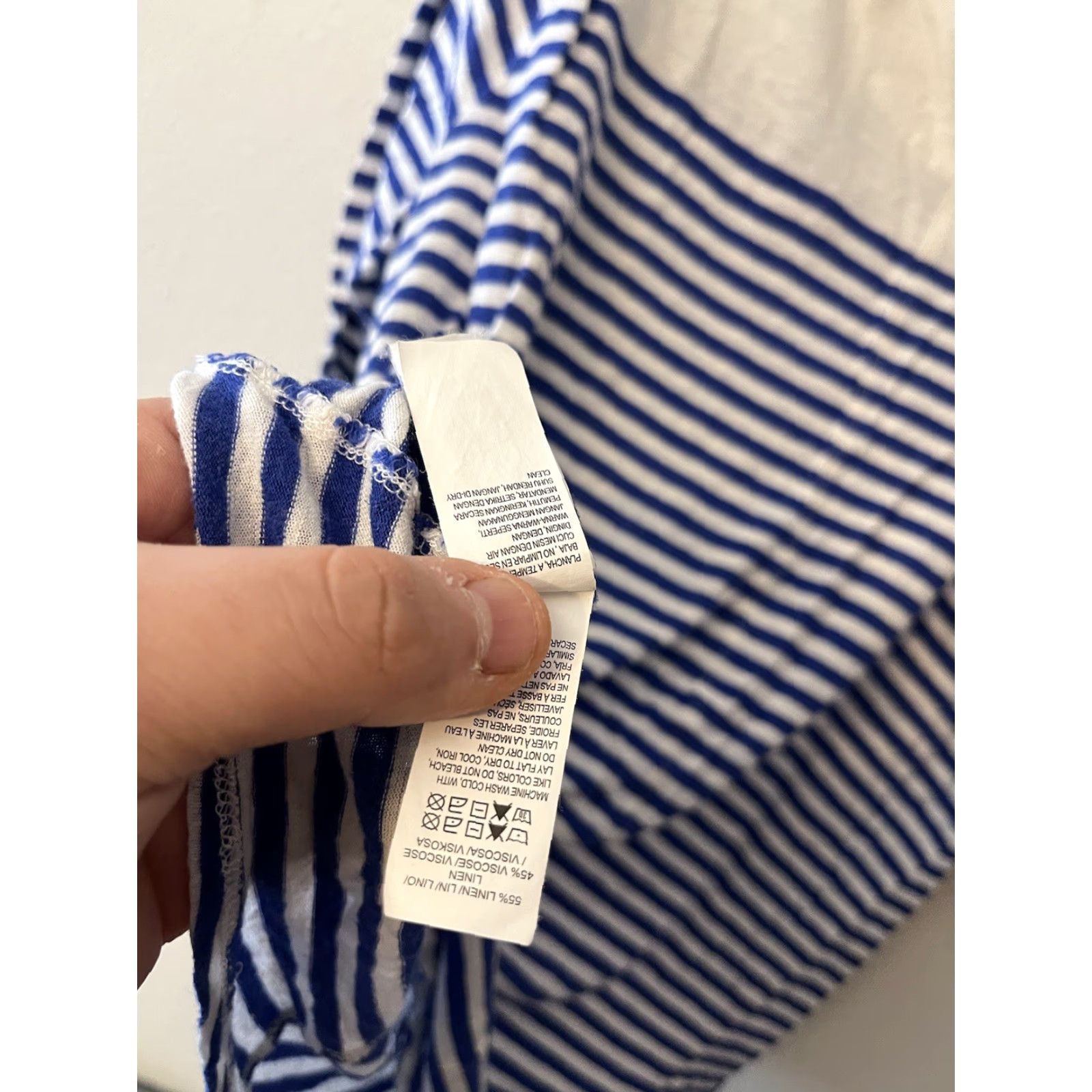 Lucky Brand Lucky Brand Blouse Women's 2XL Striped V-Neck 3/4 Sleeve Blue White Multicolor Knit Cotton Basic Casual Top Size XXL / US 16-18 / IT 52-54 - 4 Thumbnail