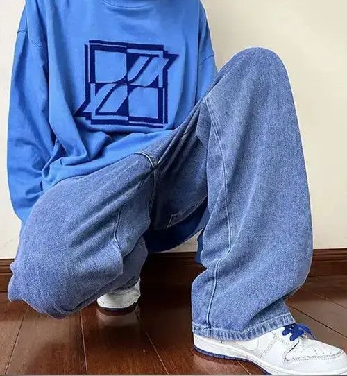 Jean Blue Color Straight Denim Baggy Pant Size US 32 / EU 48 - 6 Thumbnail