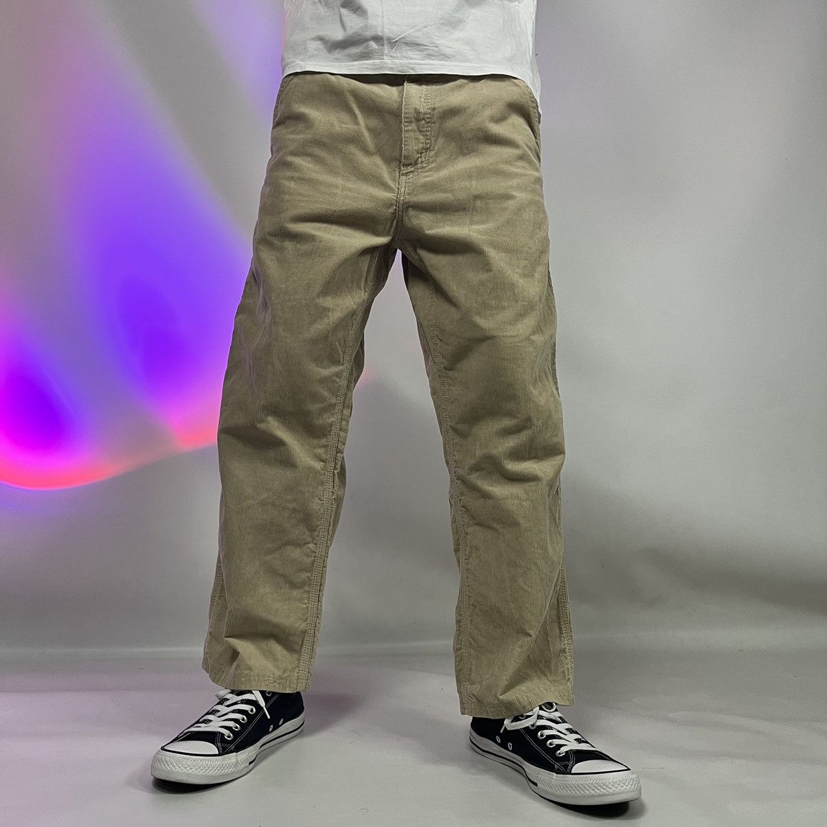Carhartt × Carhartt Wip × Vintage 🦖VINTAGE🦖 Carhartt WIP Corduroy Beige Simple Pants Velvet Size US 33 - 2 Thumbnail