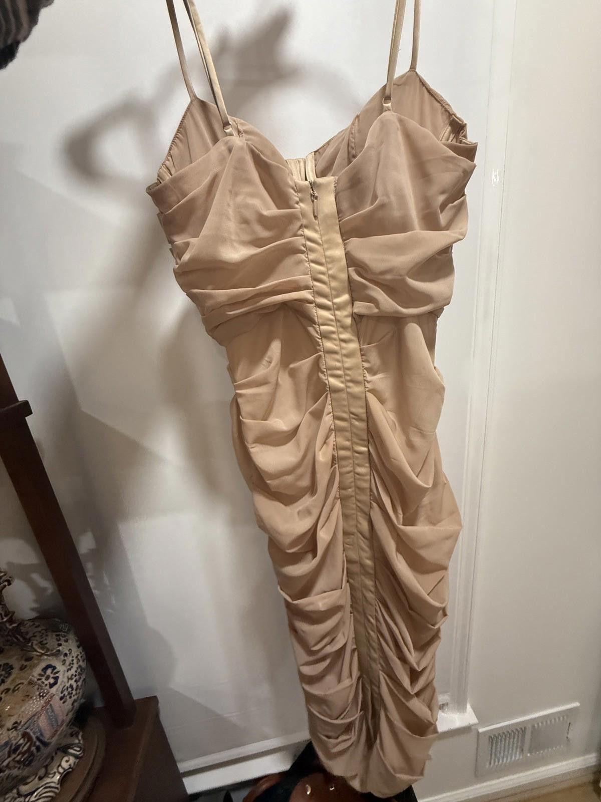Other House of CB Nude Corset Ruched Midi Sheer Chiffon Dress S Size S / US 4 / IT 40 - 8 Thumbnail