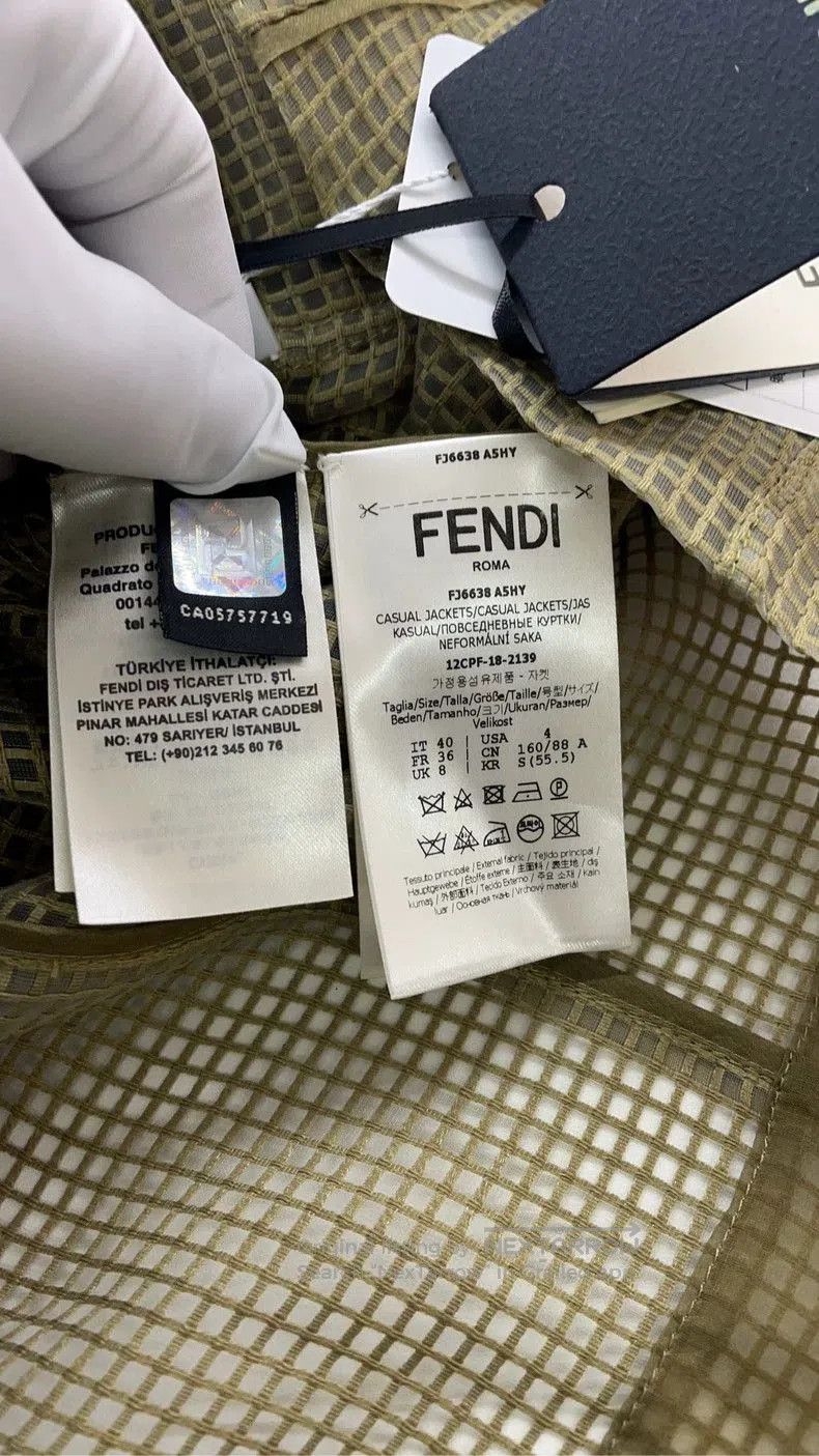 Fendi Fendi Green Textured Waistcoat Jacket. Size US M / EU 48-50 / 2 - 4 Thumbnail