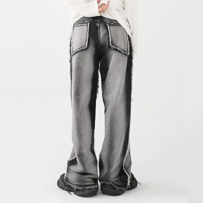 Japanese Brand Spliced Personality Cool Simple Jeans Size US 35 - 3 Thumbnail