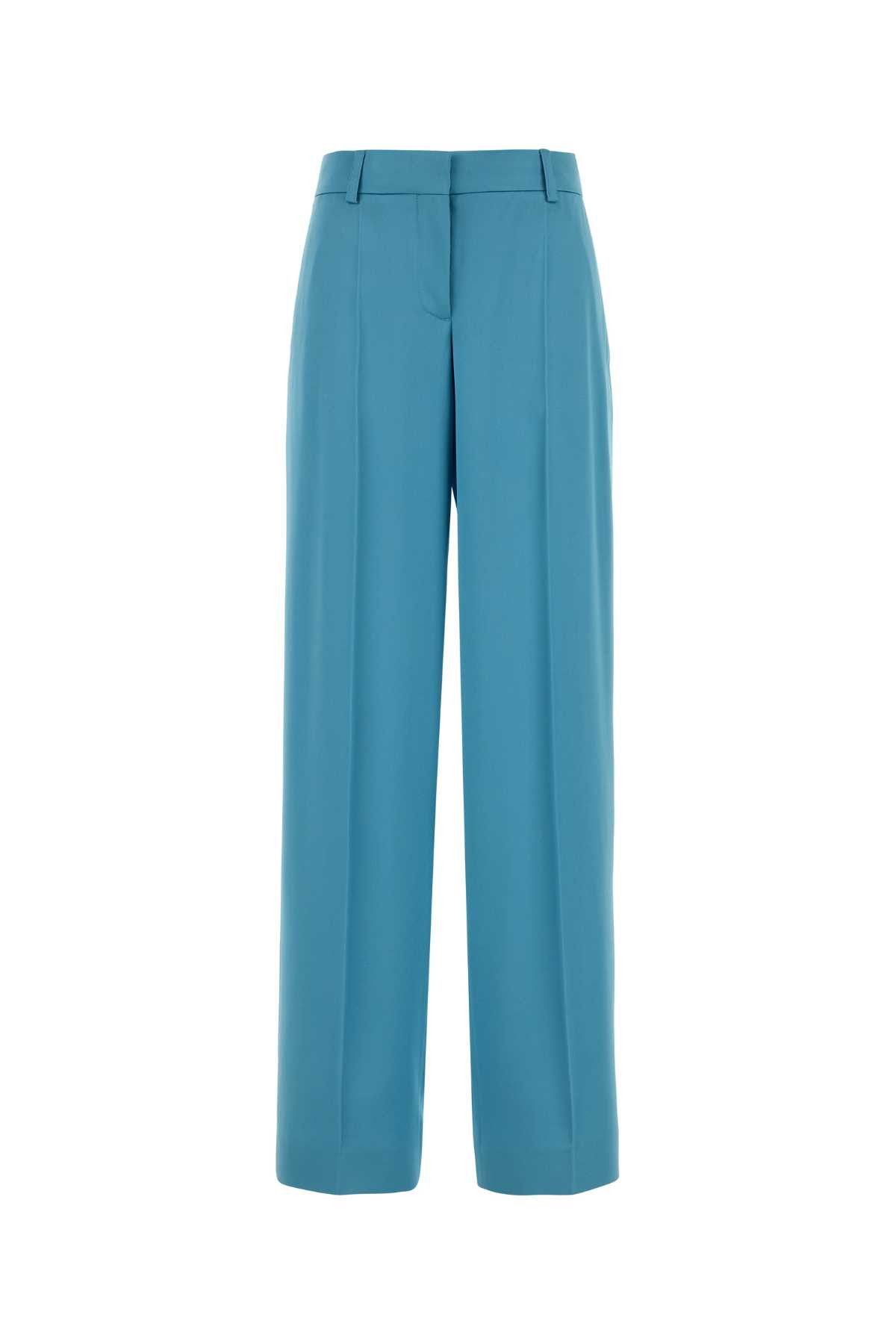 Light-Blue Satin Wide-Leg Pant