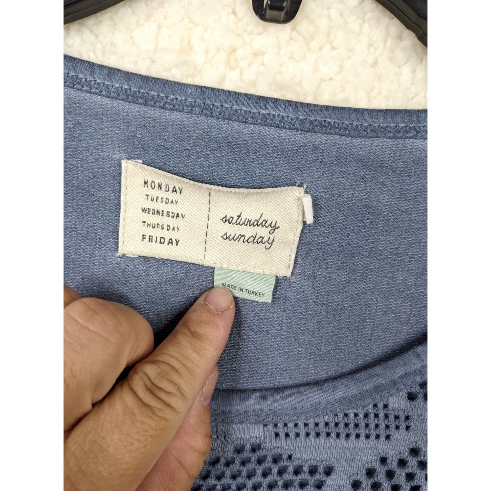 Anthropologie Anthropologie Saturday Sunday Teal Blue Lace Top XS Womens Tie Waist Round Neck Pullover Casual Shirt Size XS / US 0-2 / IT 36-38 - 5 Thumbnail
