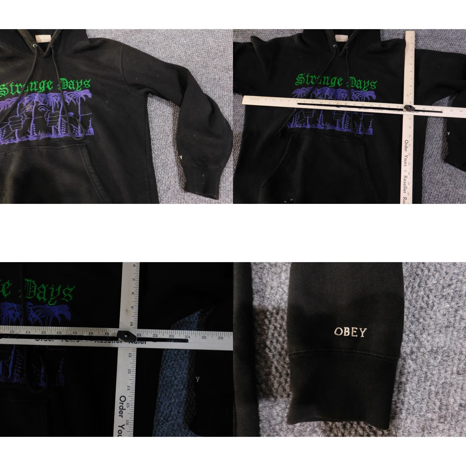 Obey VINTAGE Obey Strange Days Hoodie Mens Small Black Pullover Graphic Sweatshirt Distressed Size US S / EU 44-46 / 1 - 8 Thumbnail