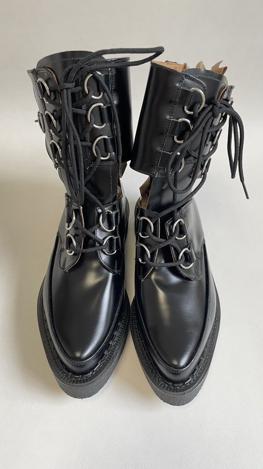 Comme des Garcons Black Leather Combat Boot Creepers Size US 9 / IT 39 - 5 Thumbnail