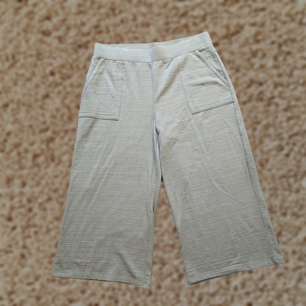 Talbots Talbots Pants Womens Large Green Relaxed Wide-Leg Cropped Casual Knit Cotton Spandex Front Flat City Preppy Mens Womens Boys Girls Size 36" / US 14 / IT 50 - 1 Thumbnail
