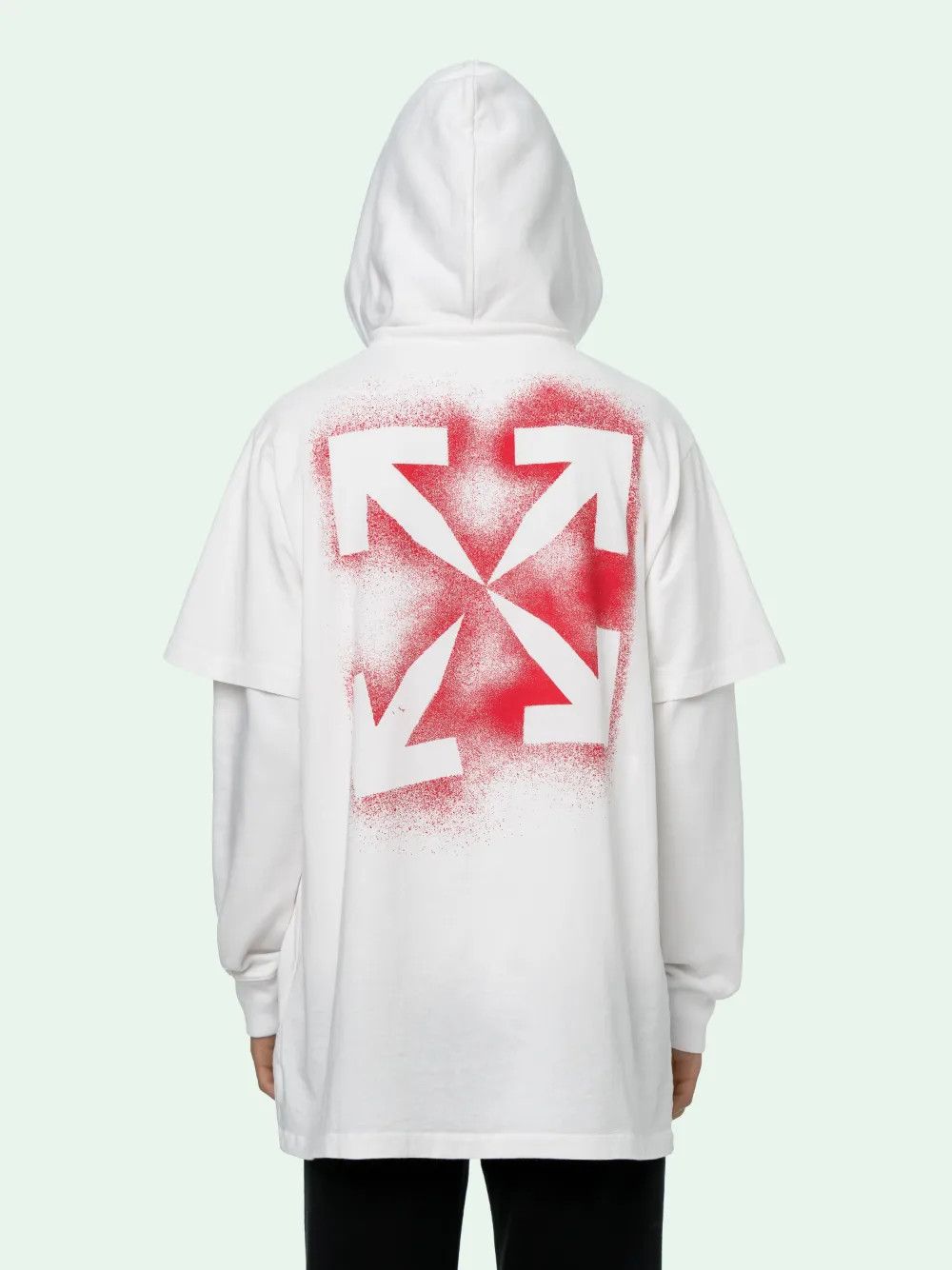 Off-White White and Red Stencil Arrows Oversized Layered Tee Hoodie Size US S / EU 44-46 / 1 - 2 Thumbnail