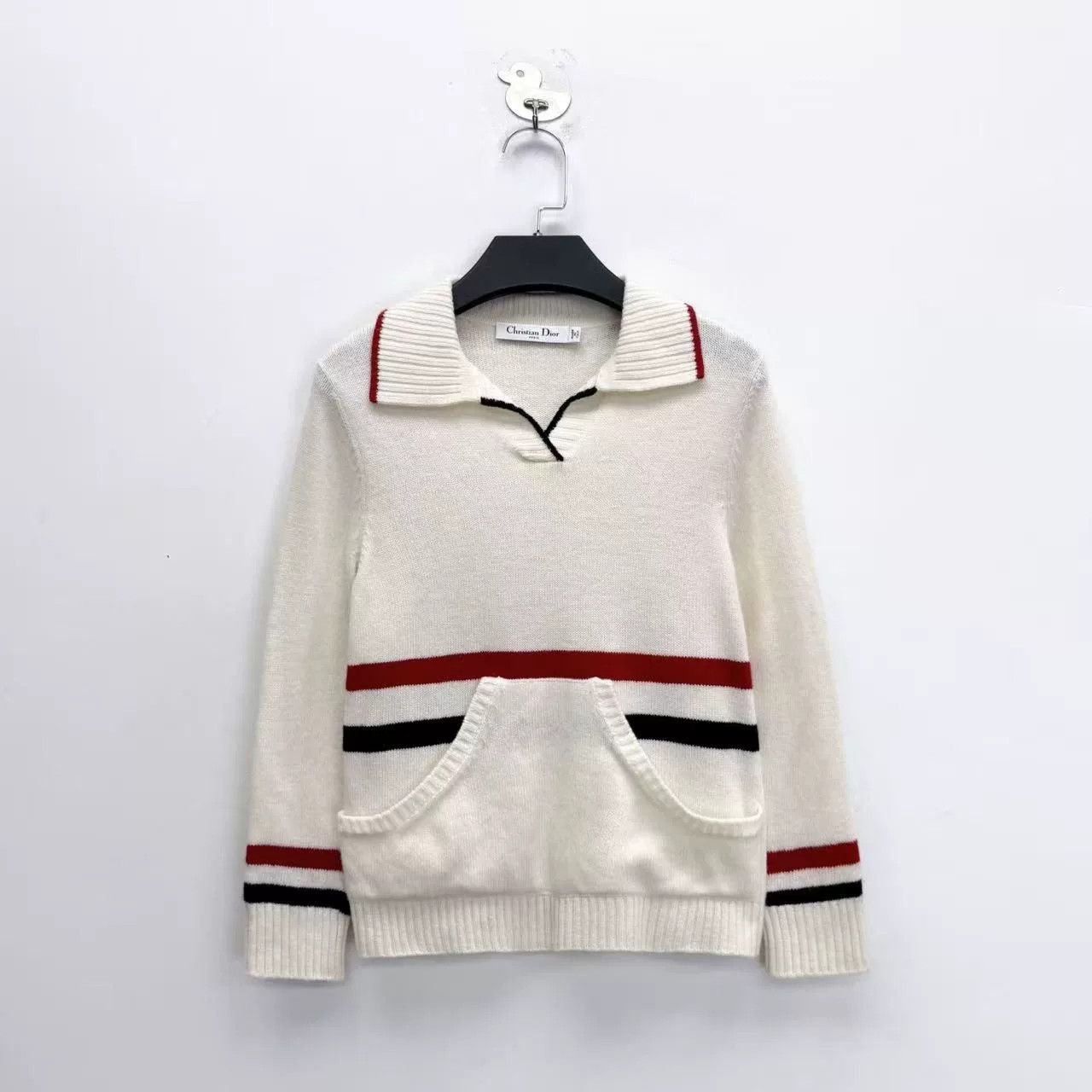 Dior Dior Seagull Collar Stripe Cashmere Knit Size S / US 4 / IT 40 - 1 Thumbnail