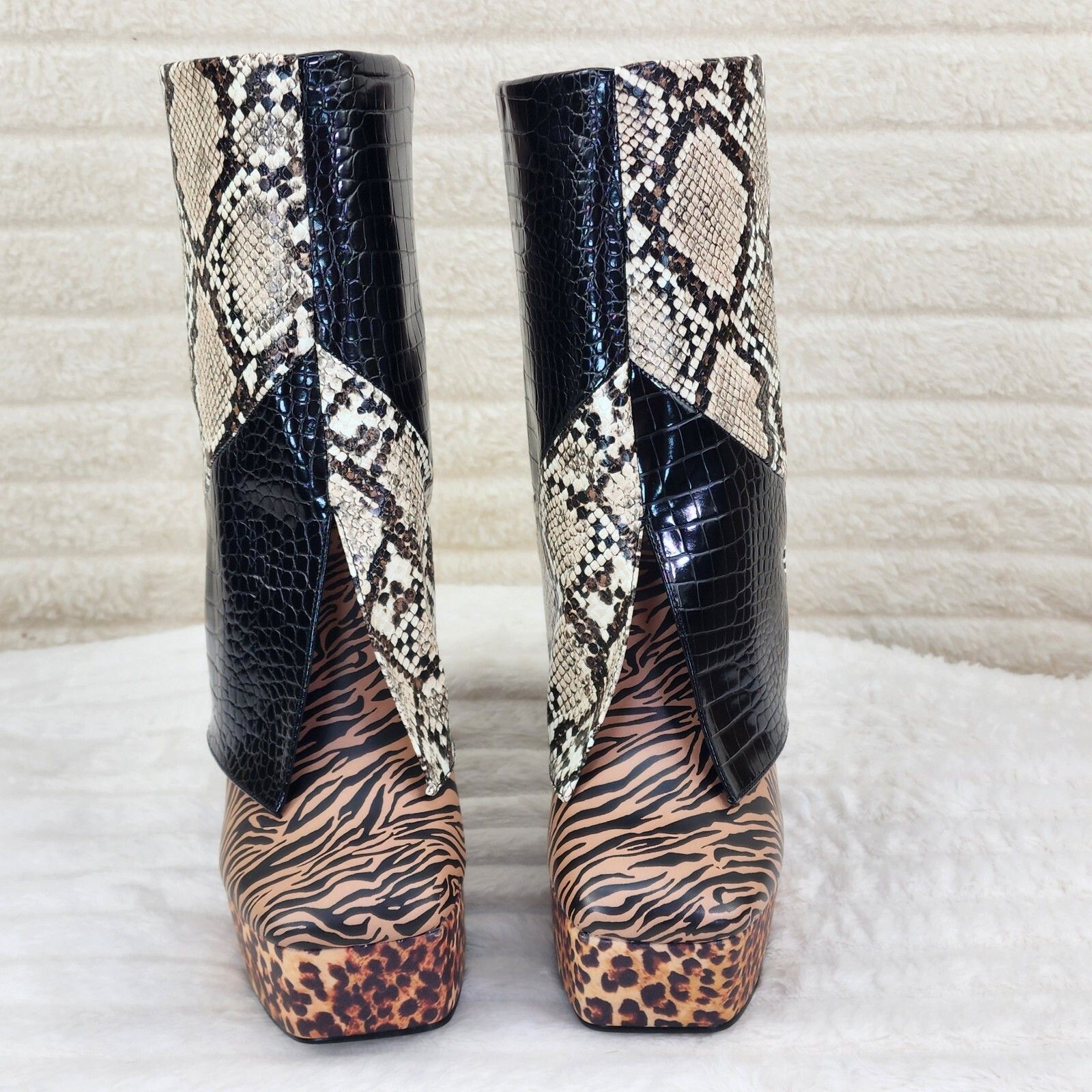 Other Riches Animal Print Block Skirted Chunky Heel Pull On Platfo Size US 6 / IT 36 - 4 Thumbnail
