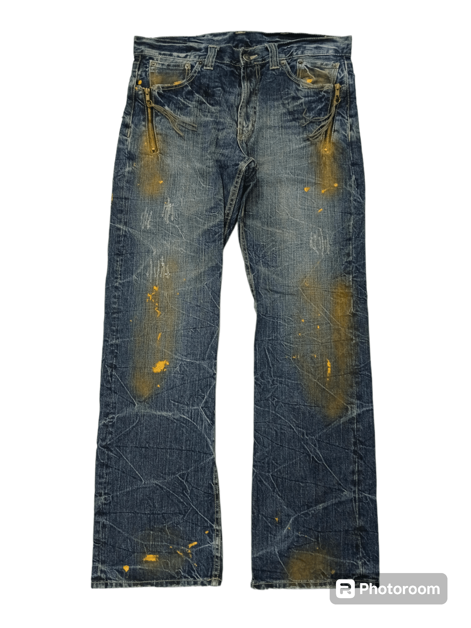 Japanese Brand FLARE SICK SPLATTER UNBRANDED DENIM PANTS Size US 33 - 1 Thumbnail