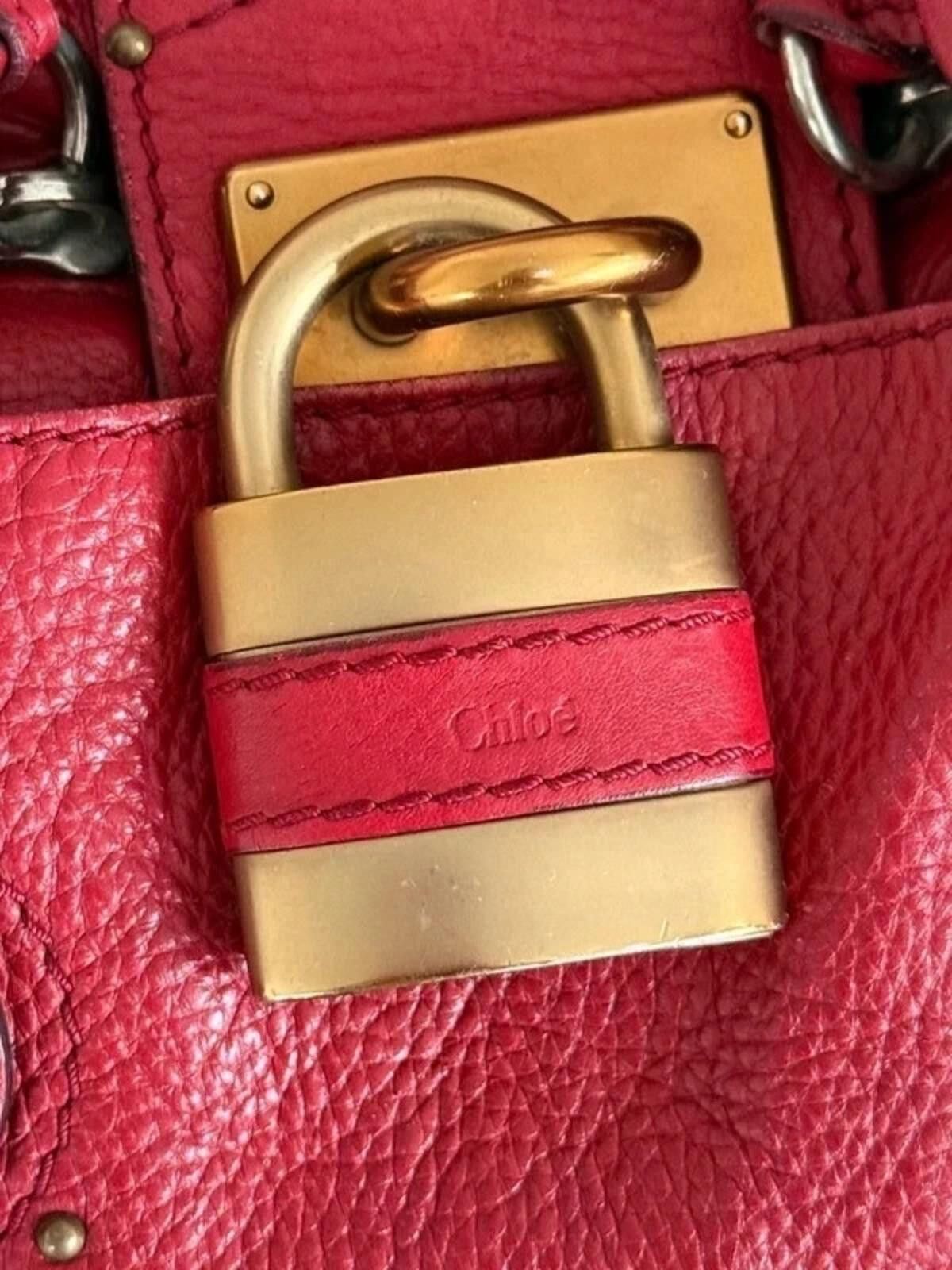 chloma Chloé Paddington leather handbag in red Size ONE SIZE - 7 Thumbnail