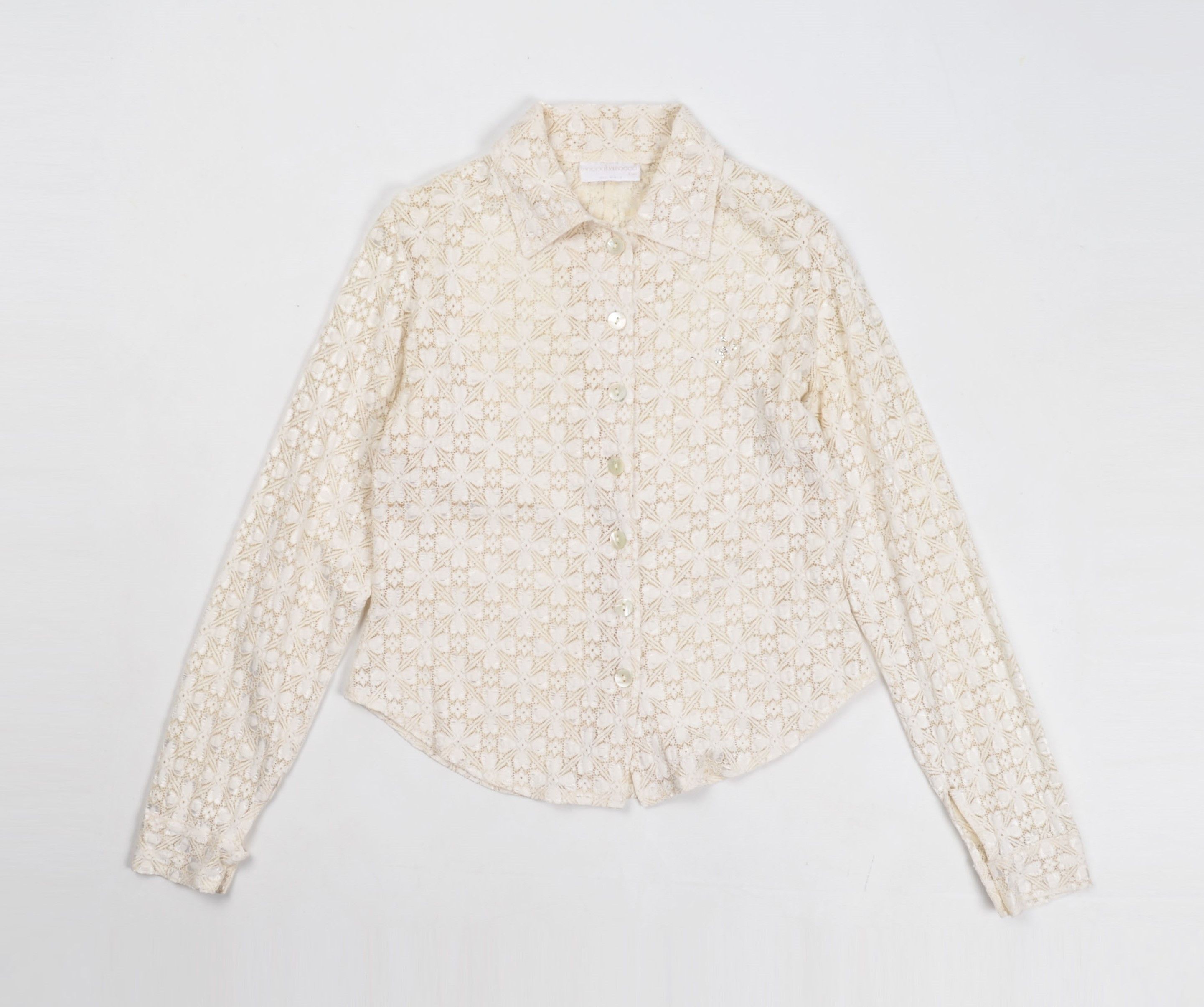 Other Roccobarocco Vintage 80's Lace Floral Long Sleeve Shirt Size XS / US 0-2 / IT 36-38 - 4 Thumbnail