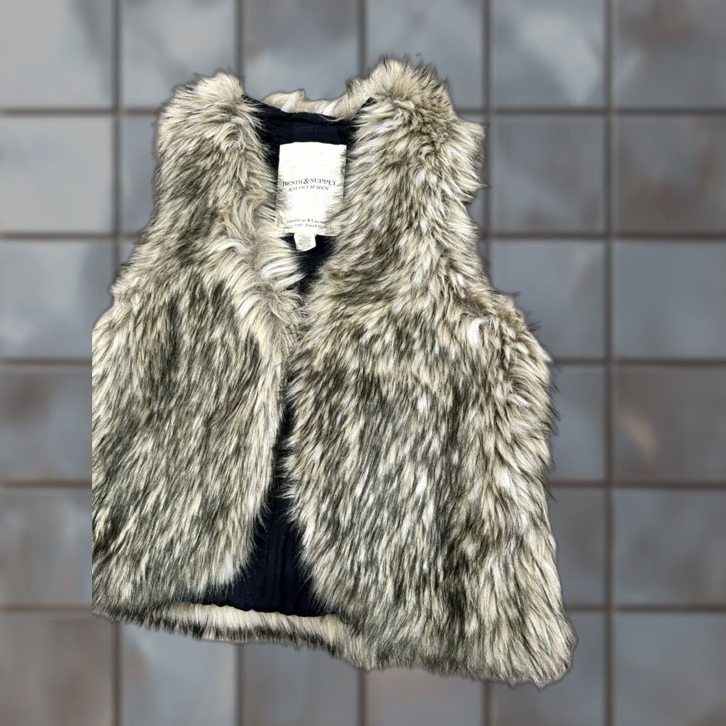Ralph Lauren Denim & Supply by Ralph Lauren Faux Fur Vest Open Front Lined Large Brown Womens Vest 18184 Size L / US 10 / IT 46 - 1 Thumbnail