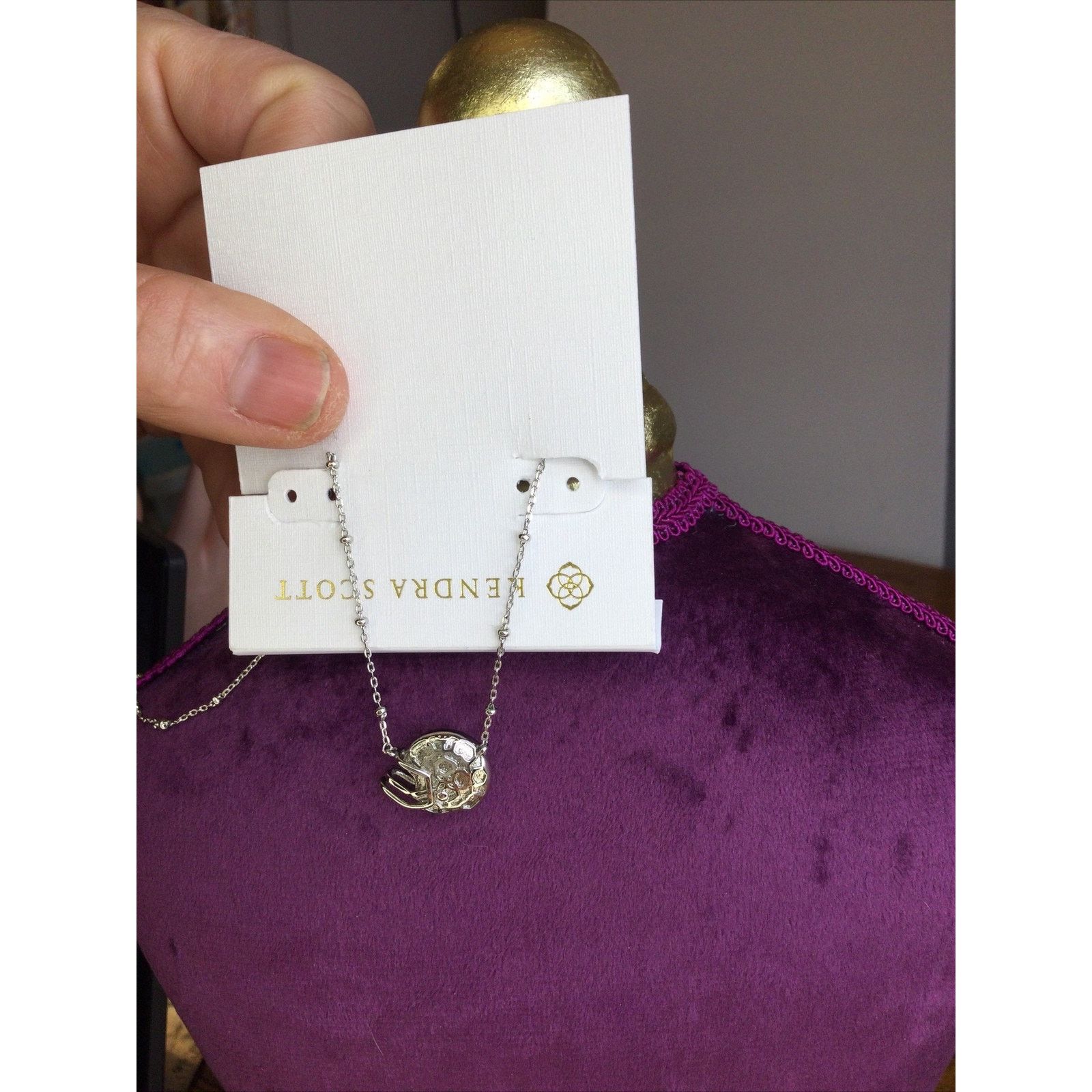 Kendra Scott Kendra Scott Football Helmet Pendant Necklace Rhodium Ivory Size ONE SIZE - 3 Thumbnail