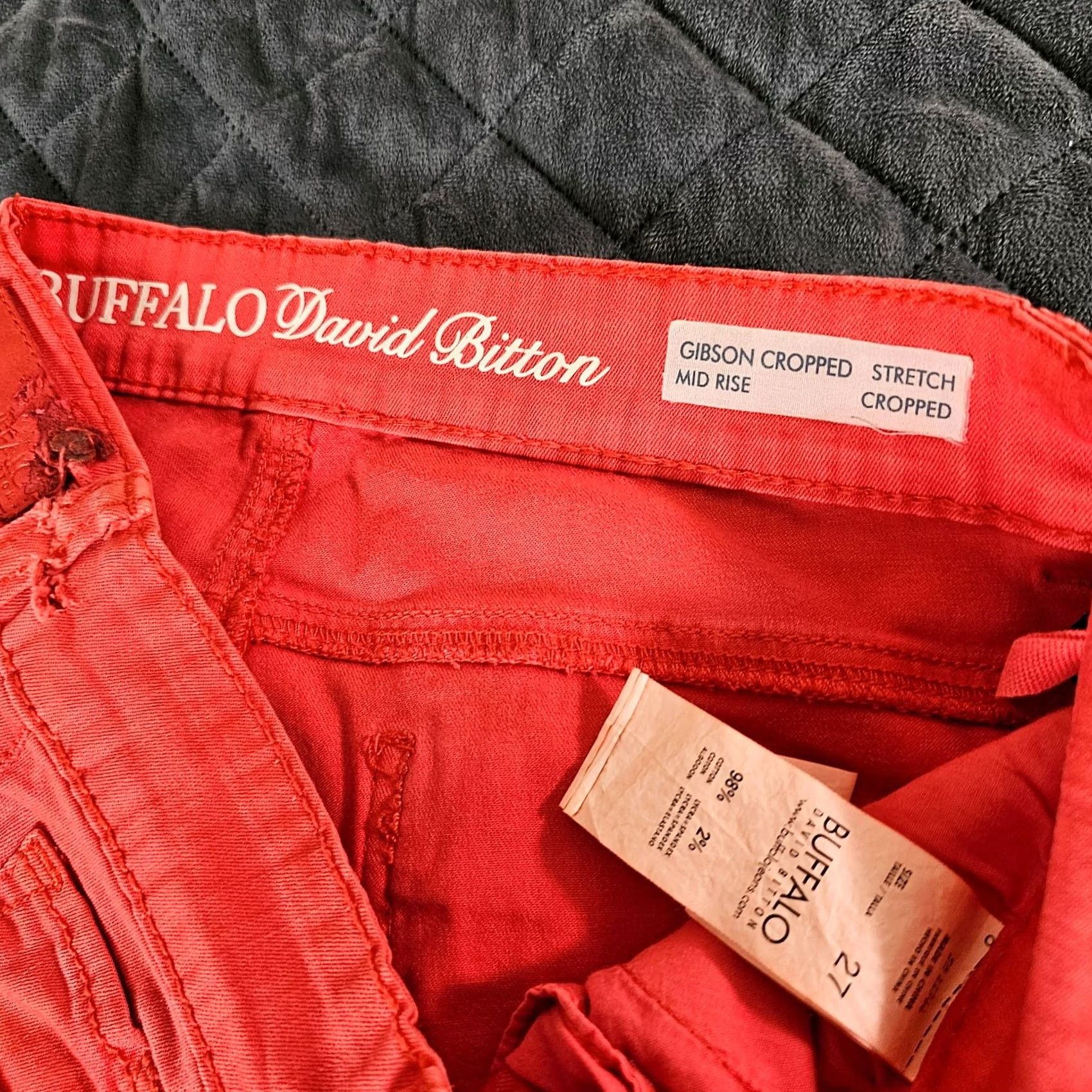 Buffalo David Bitton VINTAGE Buffalo David Bitton Jeans Women's Cropped Denim 27 Mid Rise Red Pink Stretch Inseam 22.5in Button Pockets Logo Size 28" / US 6 / IT 42 - 3 Thumbnail