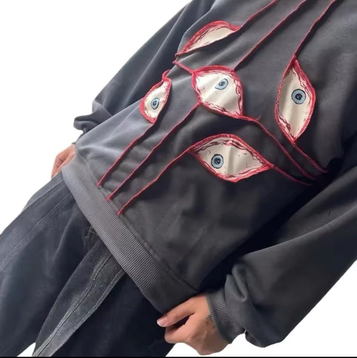 Japanese Brand × Other Streetwear y2k sweatshirt hoodie retro gothic eye print Size US L / EU 52-54 / 3 - 9 Thumbnail