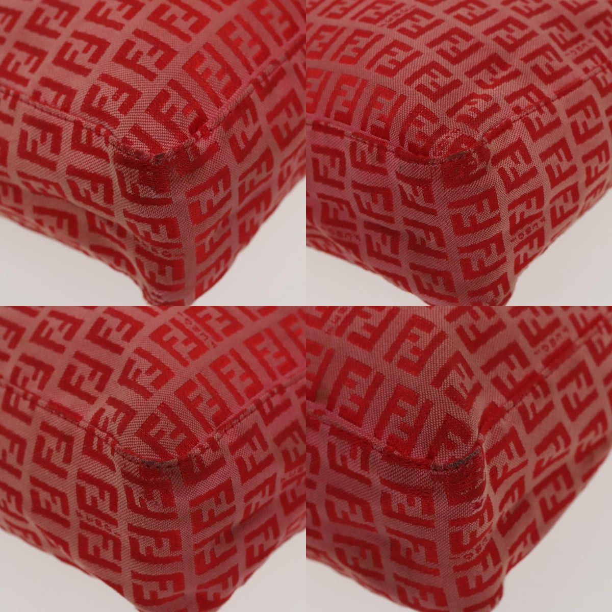 Fendi FENDI Zucchino Canvas Hand Bag Red Gold Size ONE SIZE - 10 Thumbnail