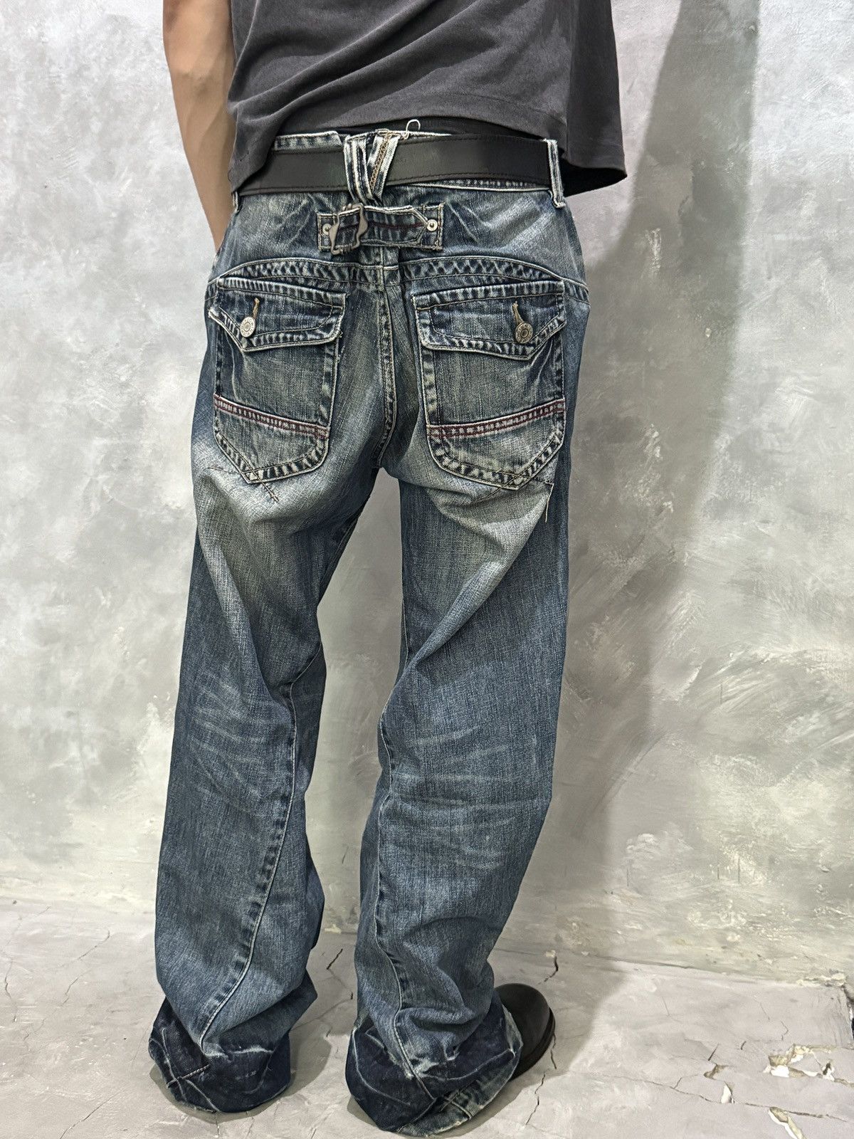 Edwin Vintage Edwin E Function Curve Leg Distressed Loose Jeans Size US 33 - 2 Thumbnail