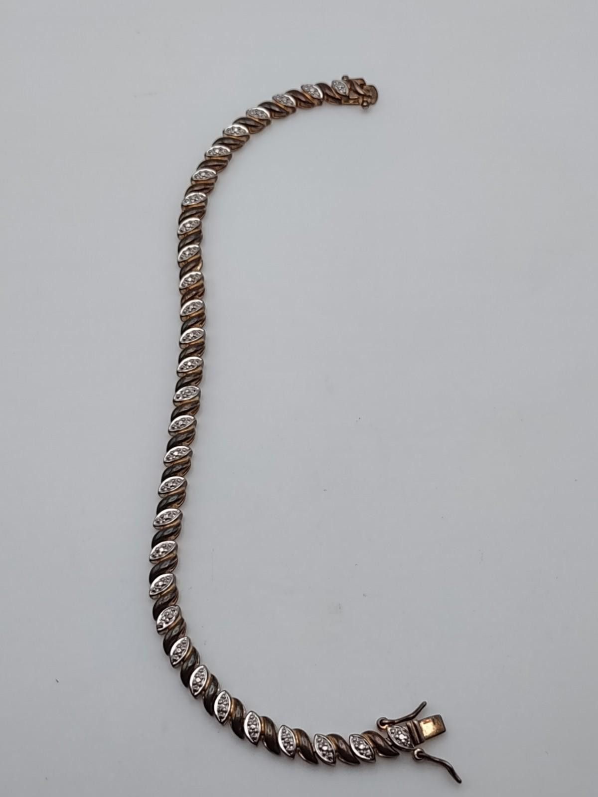 The Unbranded Brand Sterling Silver 925 CZ Link Bracelet Gold Tone 12.3g Size ONE SIZE - 3 Thumbnail