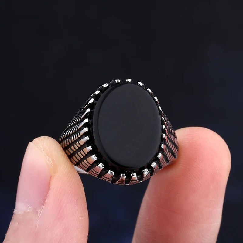 Jewelry Black Gem Stone Ring Size ONE SIZE - 4 Thumbnail