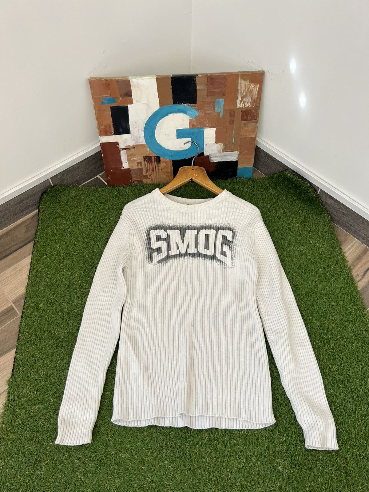 00s Painted Japan Diesel Style Knit Ribbed Sweater Y2K