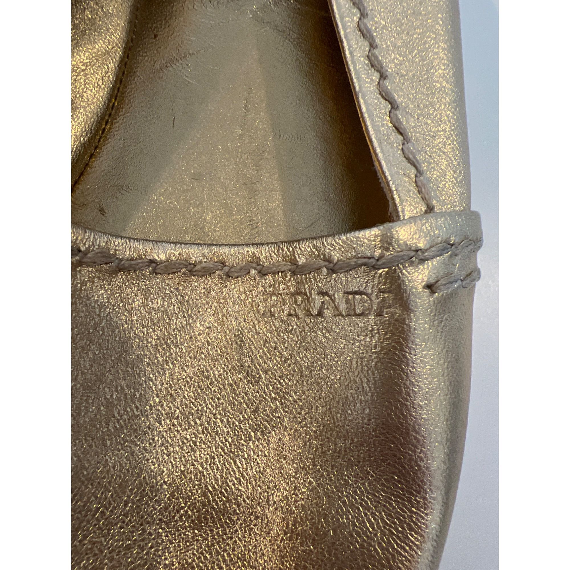 Prada Prada Gold Metallic Peep-Toe Espadrilles Size US 7.5 / IT 37.5 - 5 Thumbnail