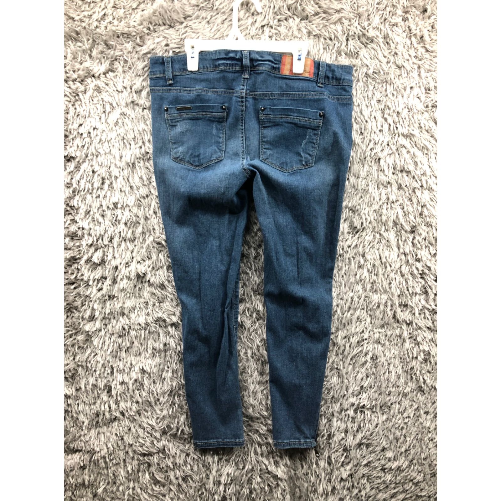 Vintage Celebrity Pink Jeans Juniors Size 13 Ankle Zip Mid Rise Dark Wash Blue Denim Womens Size 34" / US 12 / IT 48 - 7 Thumbnail
