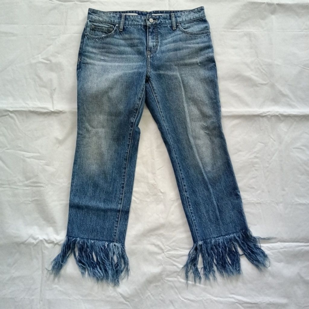 Anthropologie Anthropologie Pilcro Hyphen Jeans Blue Fringe 28 Blogger Size 28" / US 6 / IT 42 - 2 Thumbnail