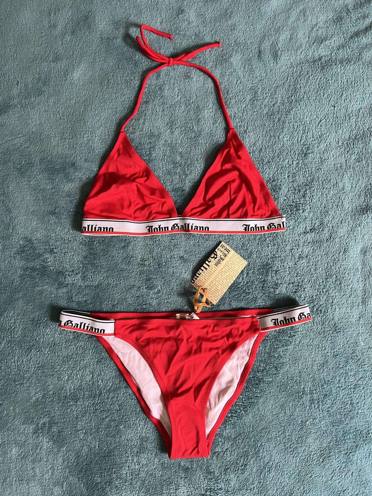 John Galliano John Galliano Logo red Bikini y2k – New with Tags Size L / US 10 / IT 46 - 3 Thumbnail