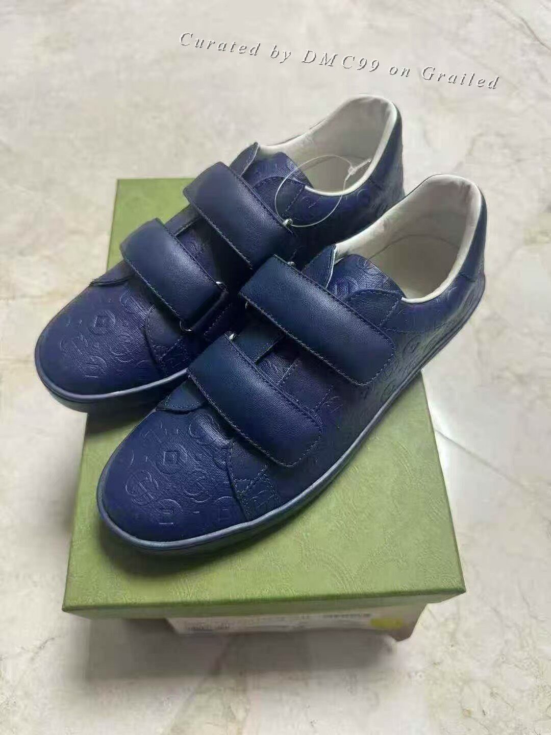 Gucci Gucci Navy Velcro GG Sneakers Size US 5 / IT 35 - 1 Thumbnail
