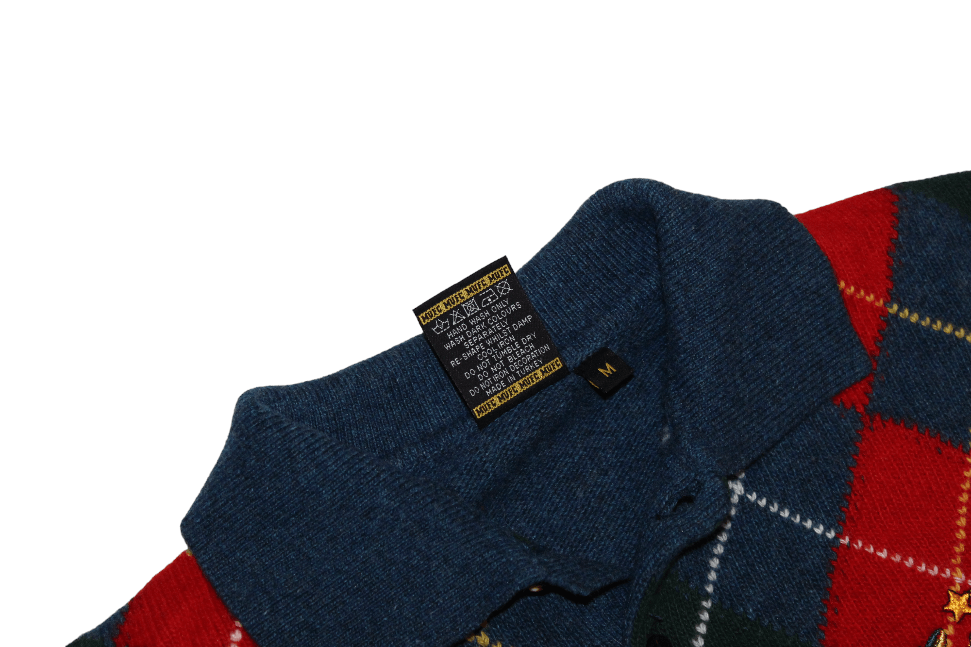 Other UK RARE VTG💥80s MUFC Wool Blend Argyle Polo Sweater Size US M / EU 48-50 / 2 - 7 Thumbnail