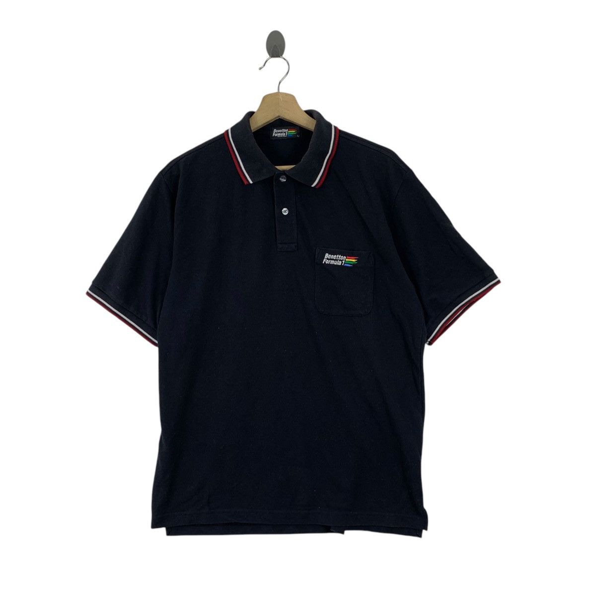 Vintage BENETTON FORMULA Racing Team Polo Tee Shirt Top