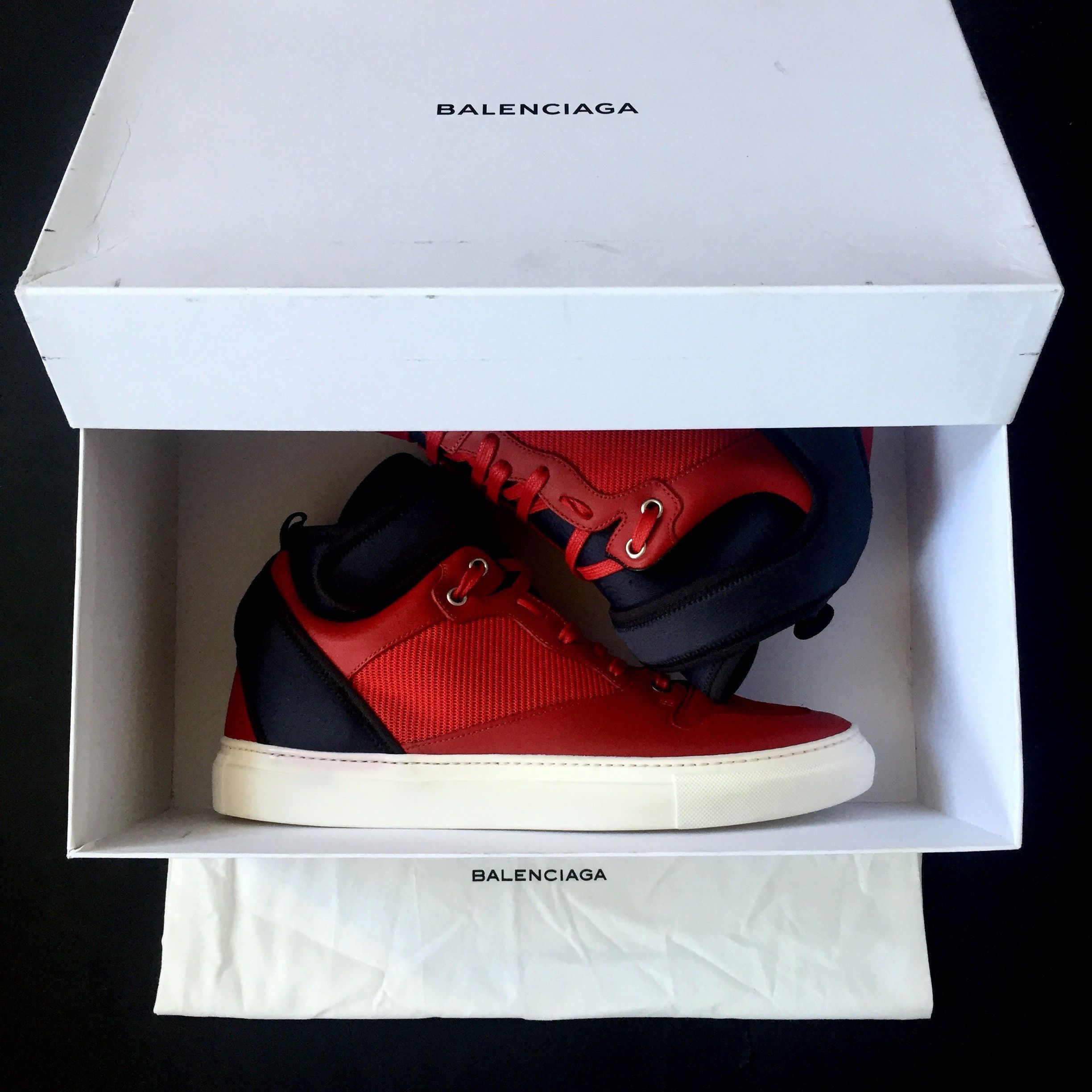 Balenciaga Balenciaga Red Leather & Neoprene Sneakers NWT Size US 8 / EU 41 - 1 Preview