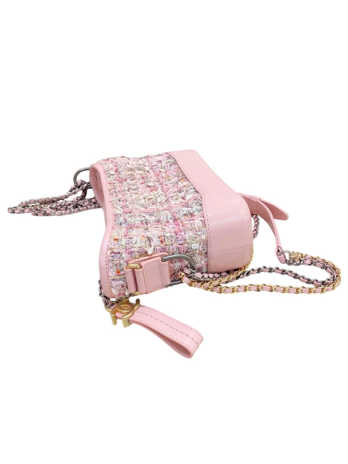 Chanel Chanel Gabrielle Small Tweed Hobo Pink Leather Bag 2019 Size ONE SIZE - 5 Thumbnail