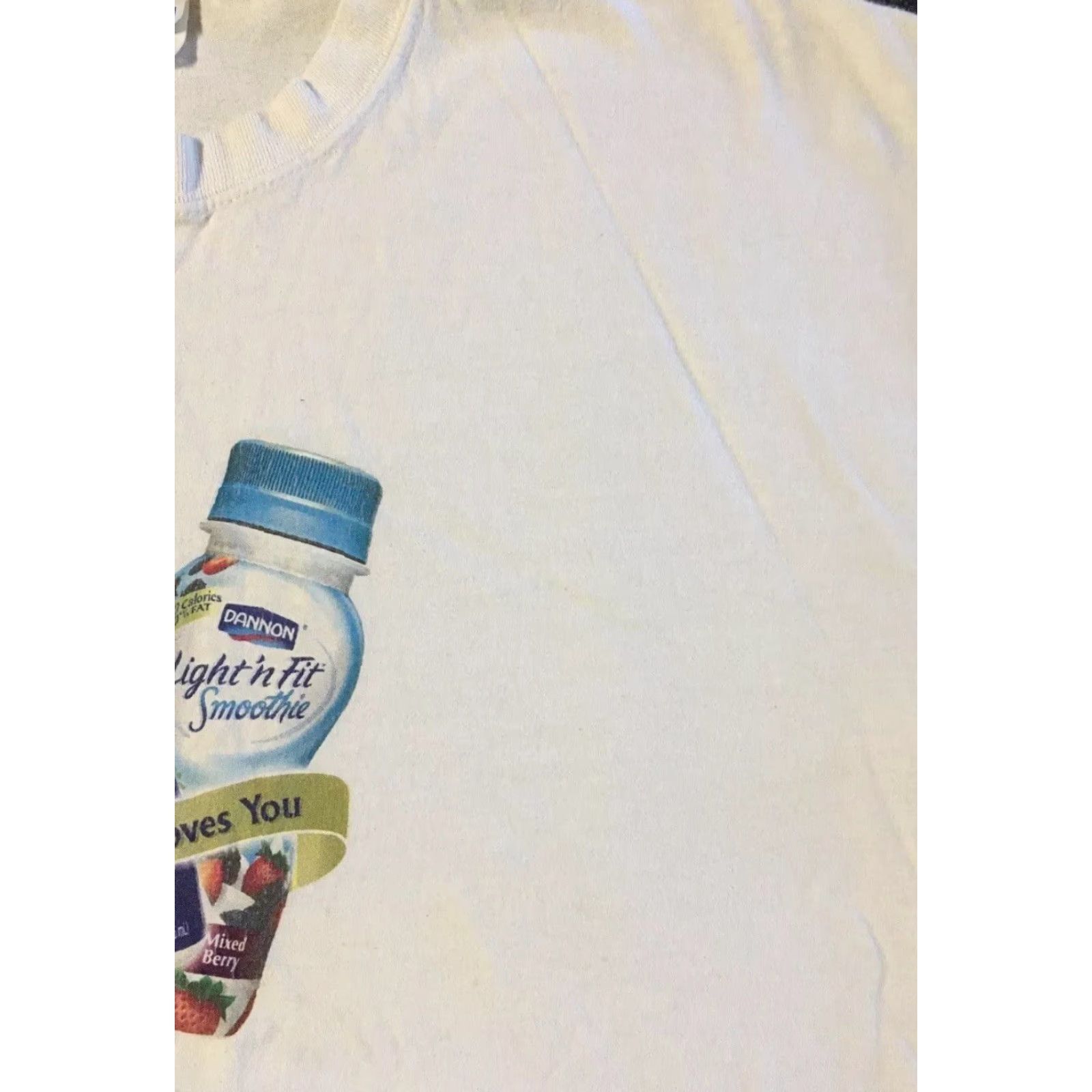 Vintage VINTAGE Dannon Frusion Smoothie Faded Promo Shirt XL White 90s Grunge Drink Promo Shirt Mens XL Size US XL / EU 56 / 4 - 7 Thumbnail