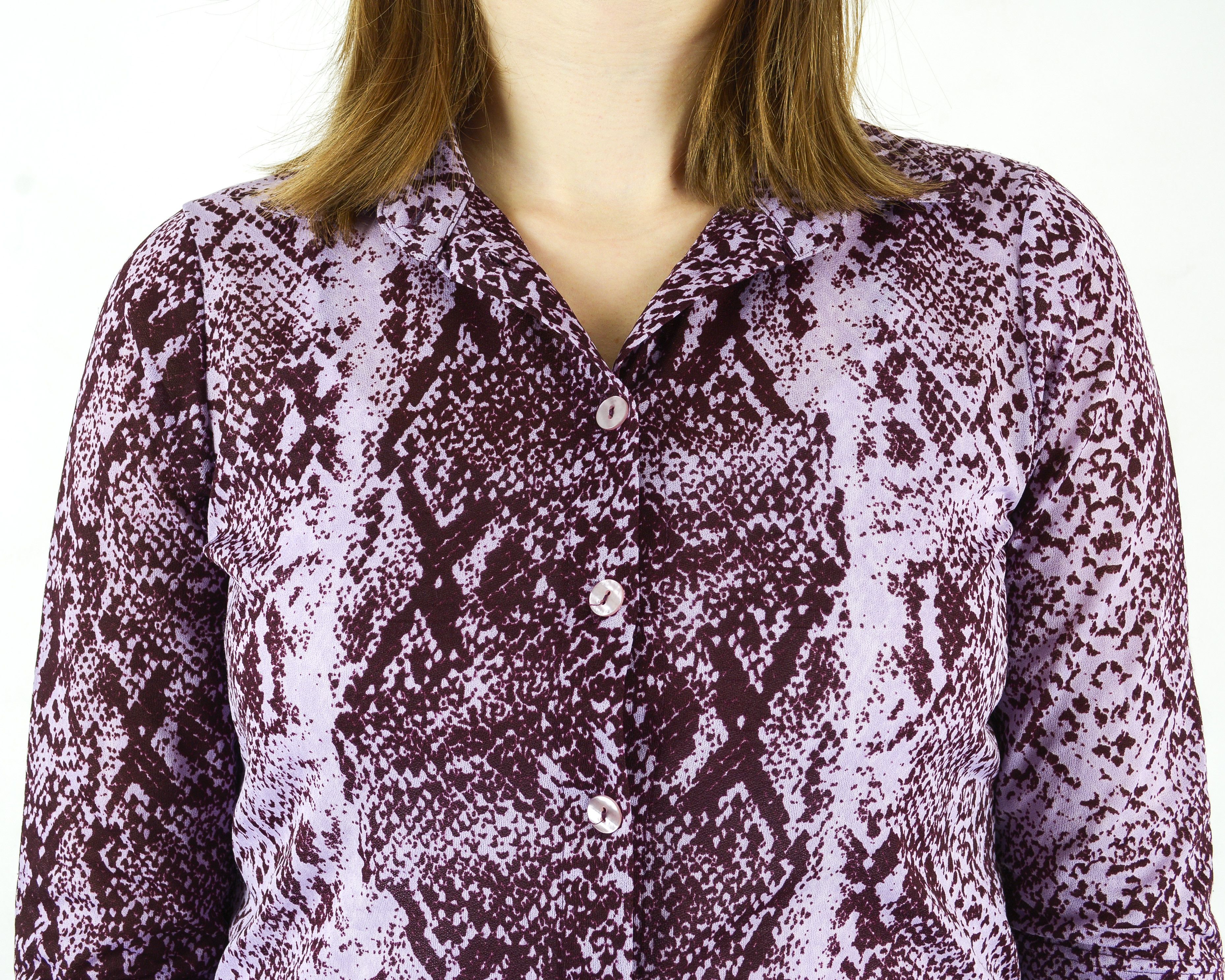 Other × Vintage Angels Patterned Blouse Collared Boho Shirt Button Up Top Size S / US 4 / IT 40 - 5 Thumbnail