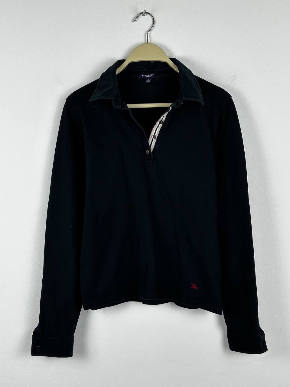 Burberry × Vintage Burberry Long Sleeve Rugby Polo Shirt Size L / US 10 / IT 46 - 1 Thumbnail