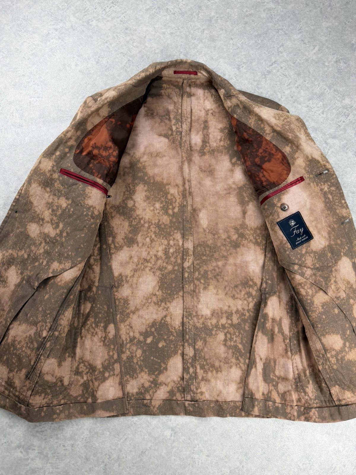 Fay Fay Linen Blazer Custom Hand Bleached Herringbone Size 50 Size US M / EU 48-50 / 2 - 9 Thumbnail