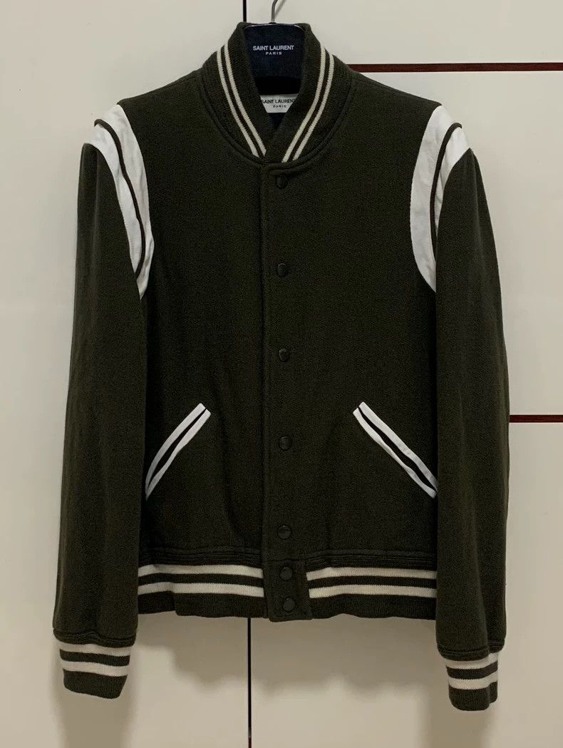 Saint Laurent Paris Saint Laurent Paris Olive green wool patchwork baseball un Size US L / EU 52-54 / 3 - 1 Thumbnail
