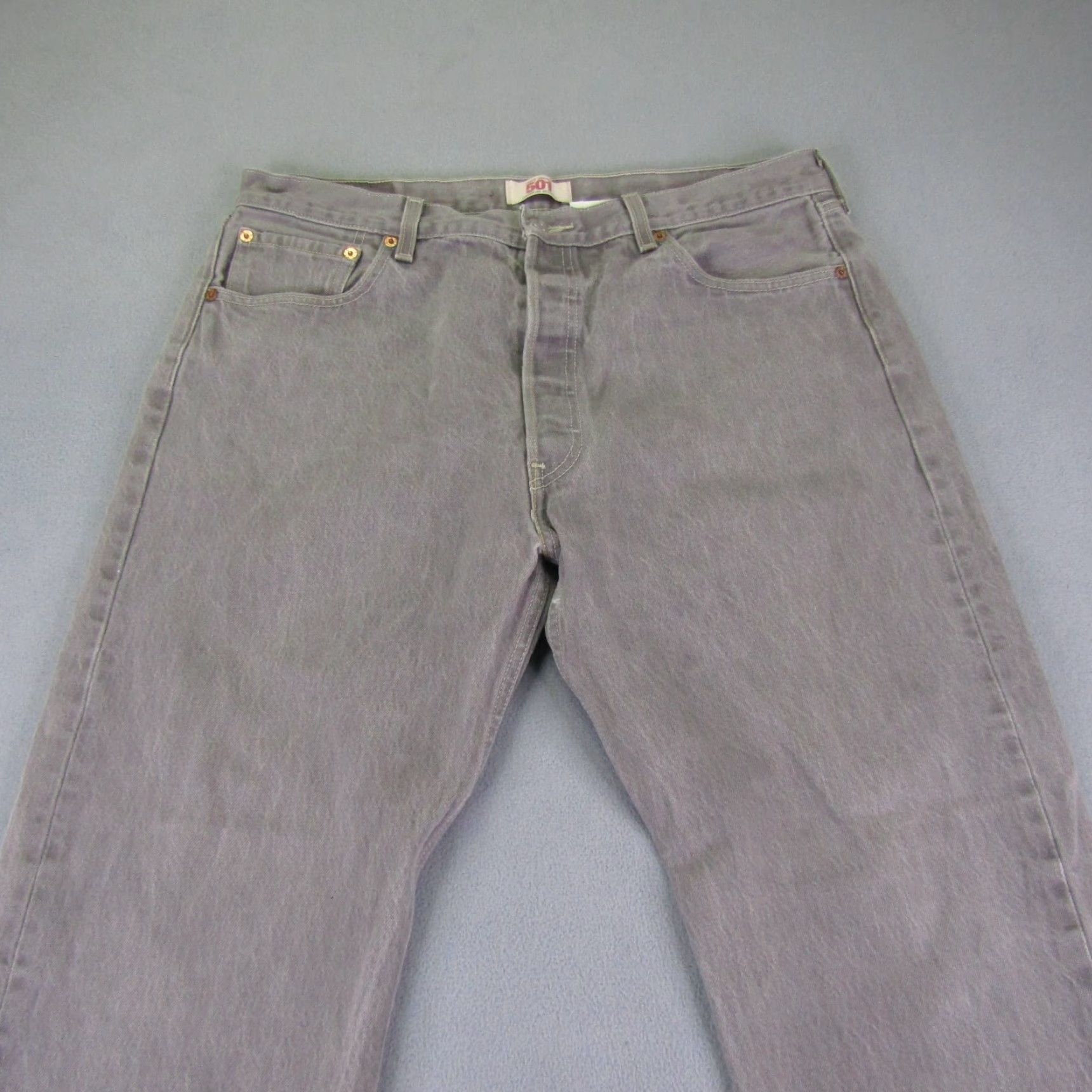 Levi's VINTAGE Levi's Jeans Mens 501 Button Fly Straight Denim Beige 38x34 Regular 32in Inseam Mens Size US 35 - 2 Thumbnail