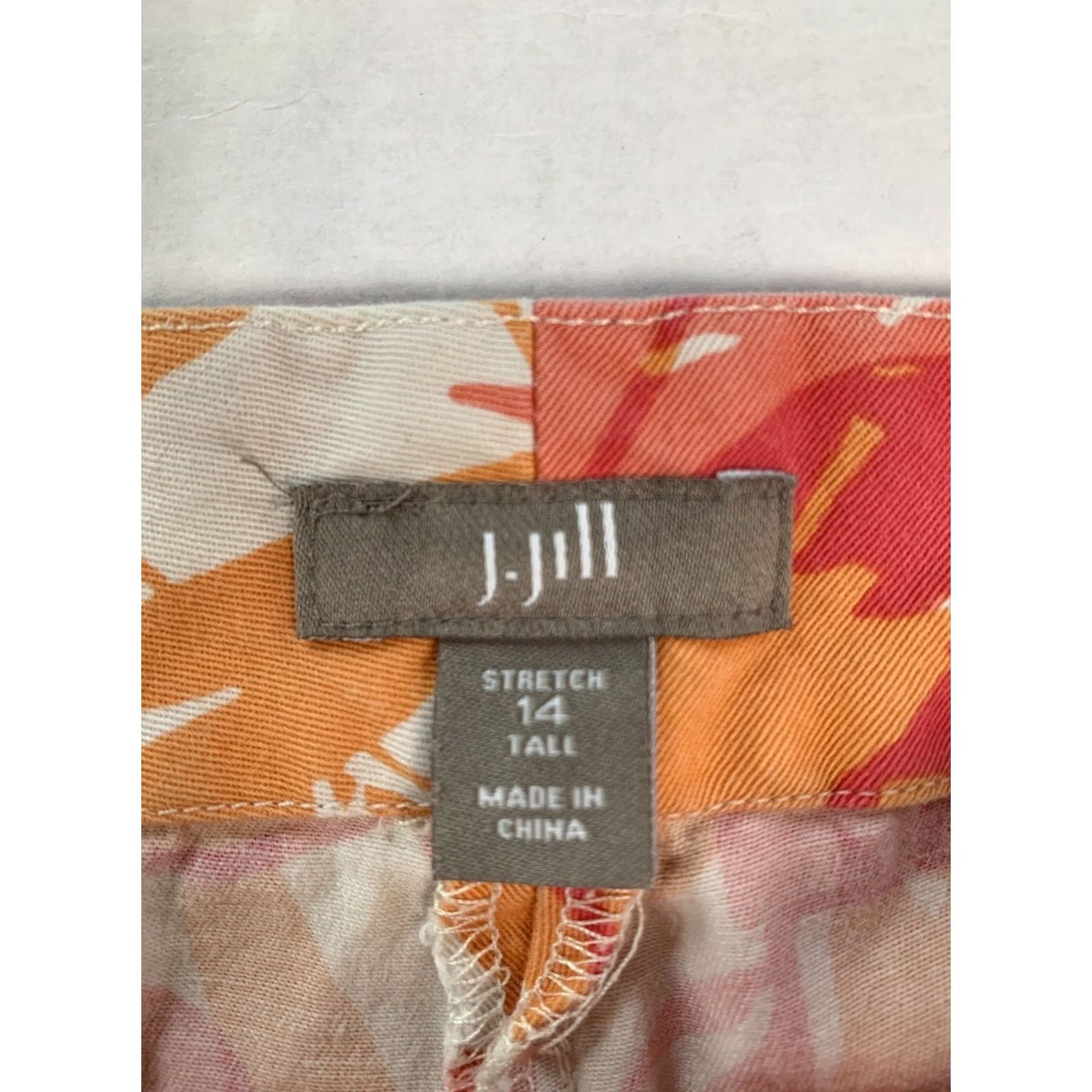 J. Jill VINTAGE J. Jill Pants Womens 14 Tall Pink Stretch Leaf Print Boho Career Resort Vacation Size 36" / US 14 / IT 50 - 3 Thumbnail