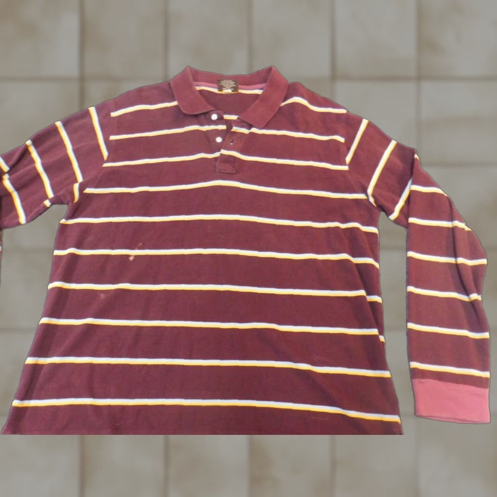Vintage Steve & Barry's Mens Shirt Polo XL Red Striped Long Sleeve Classic Knit Blended Fabric Logo Button Closure Size US XL / EU 56 / 4 - 1 Thumbnail