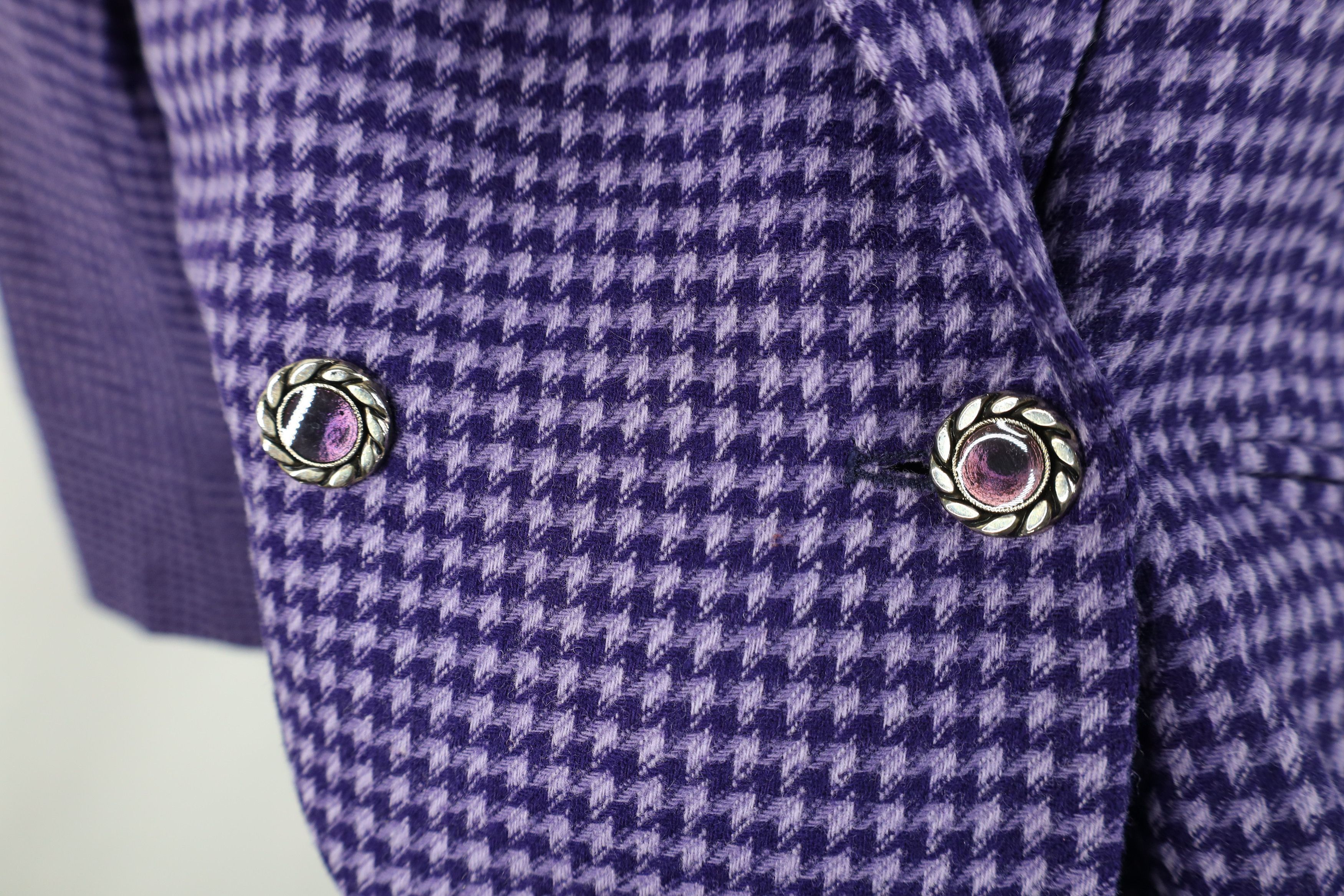 Pendleton Vintage 90s Pendleton Wool Blazer Jacket Purple Houndstooth Size XL / US 12-14 / IT 48-50 - 4 Thumbnail