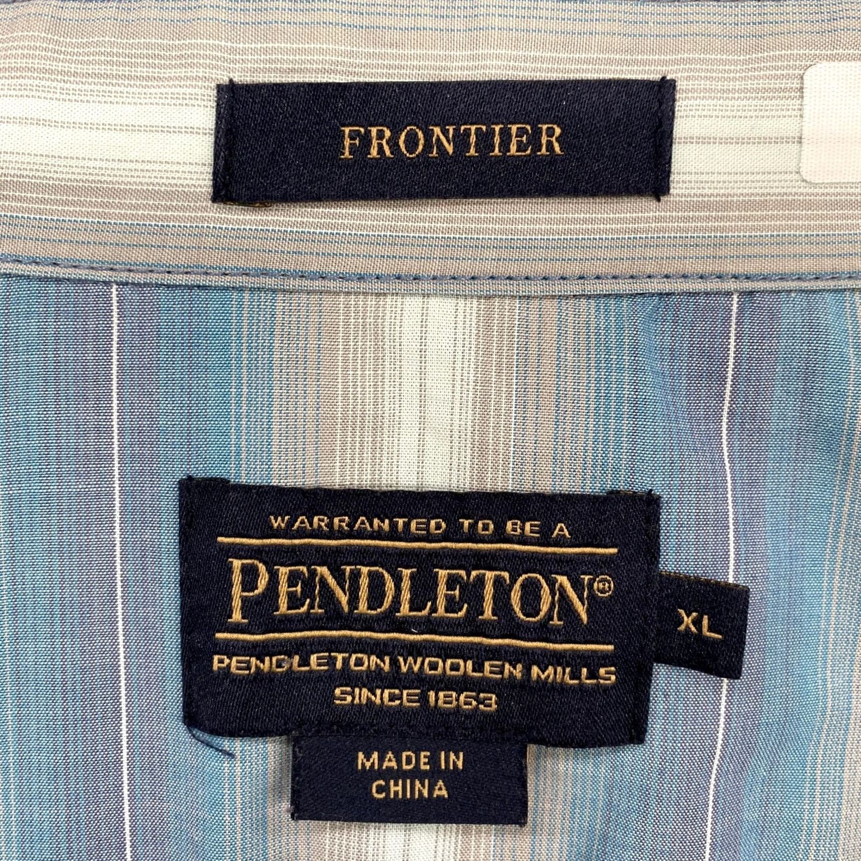 Pendleton Pendleton Frontier Shirt Mens XL Blue Stripe Western Snap Front Short Sleeve Shirt Size US XL / EU 56 / 4 - 6 Thumbnail