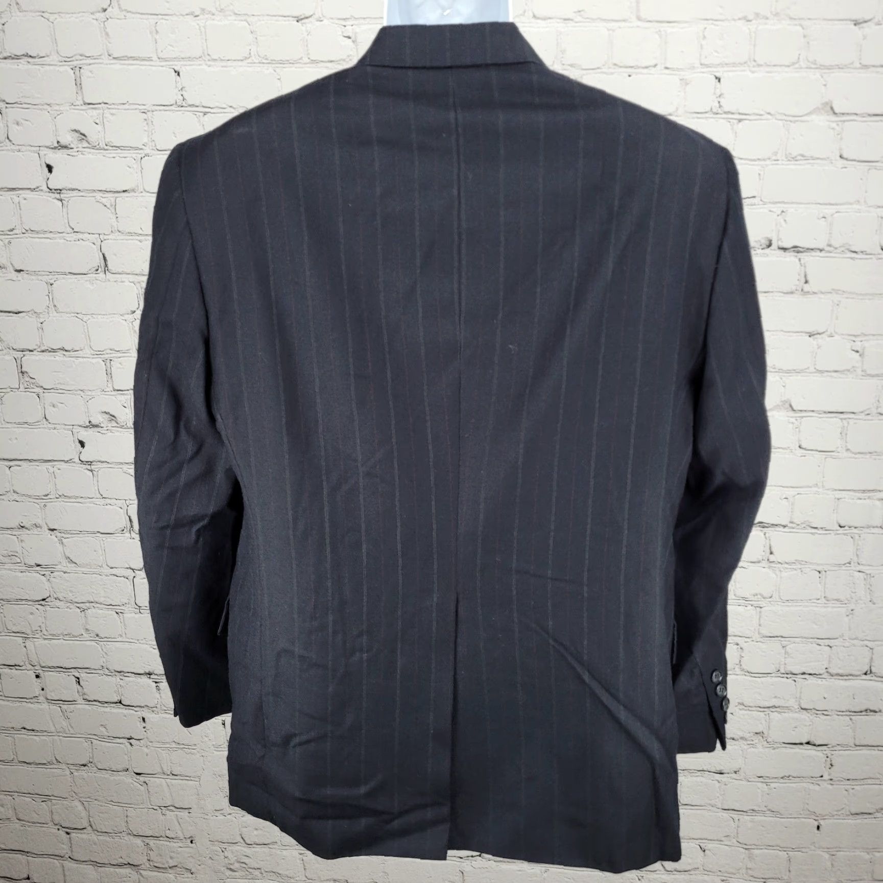 Hart Schaffner Marx Hart Schaffner Marx Blue 100% Wool Pinstriped 2 Button Blazer Sport Coat USA 40R Men Regular Notch Single-Breasted Two-Button Vintage Size 40R - 2 Thumbnail