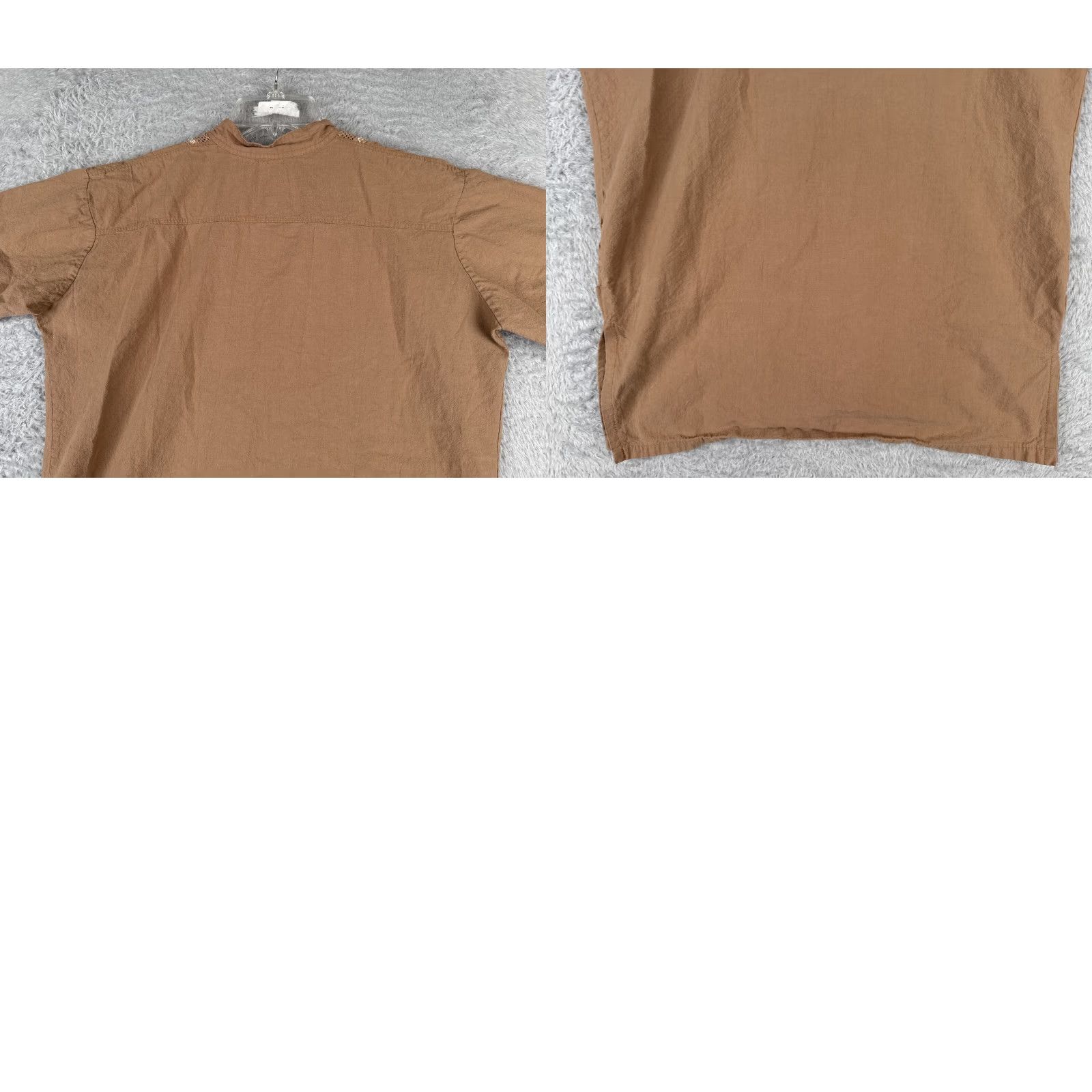 Vintage Shirt Men Medium Brown Button Up Maderin Collar Short Sleeve Island Living Beach Size US M / EU 48-50 / 2 - 9 Thumbnail